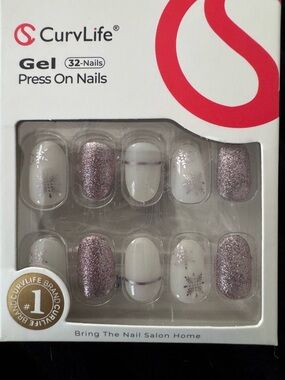 White & Rose Gold Glitter Gel Press-On Nails - 32 Pack